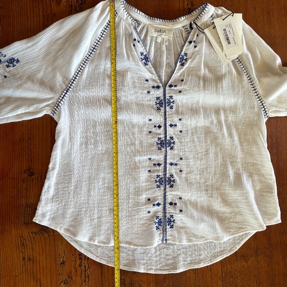NWT ba&sh Cotton Embroidered Boho Eglantine Blouse White, Blue, Size Small - Picture 10 of 15
